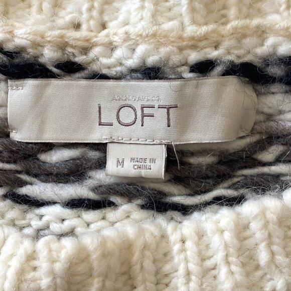 Loft wool blend sweater with chevron pattern, Size M - Picture 3 of 8